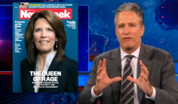 Jon Stewart Rips Michele Bachmann Cover Shame on You Newsweek